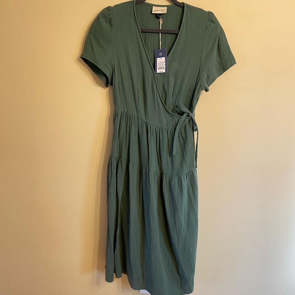 Green wrap dress